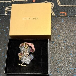Heidi Daus Multicolor Bird Brooch with Pink and Gold Details